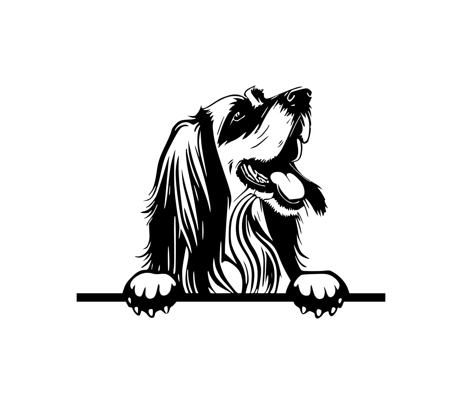 Afghan Hound Peeking Dog SVG | Silhouette Vector