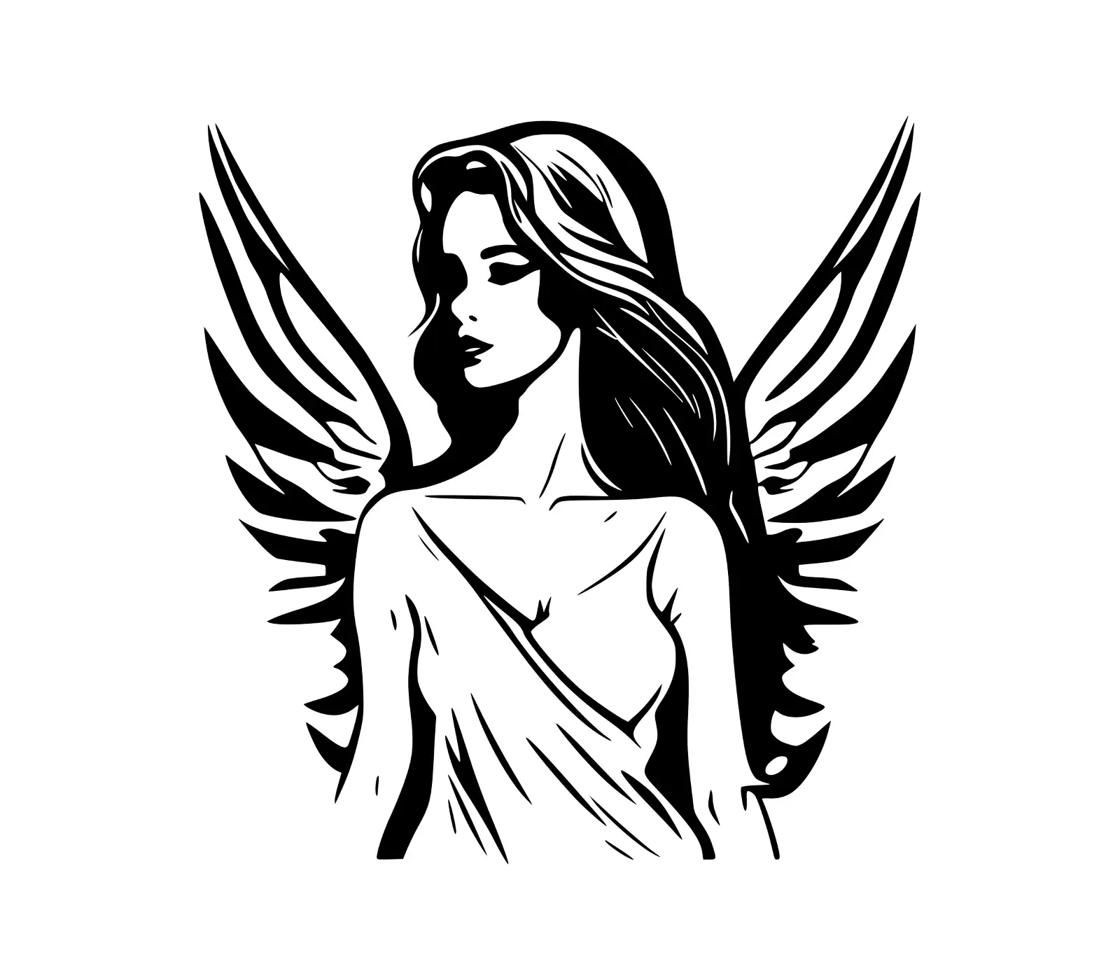 Angelic Woman Vector Art | Winged Silhouette Design