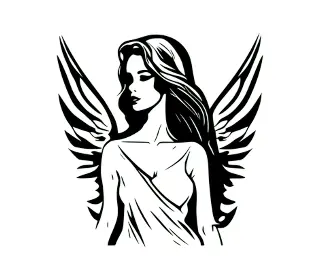 Download Elegant Angelic Woman Vector Art: Stunning Silhouette with Wings for Versatile Design Projects