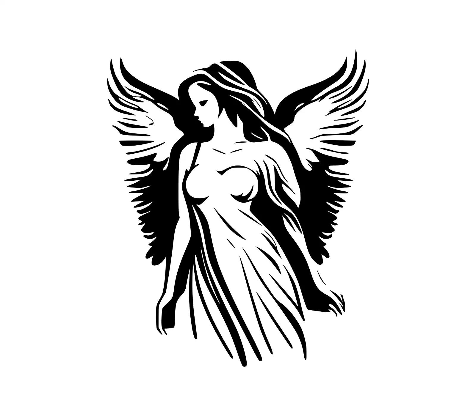 Angelic Woman Vector Silhouette | Elegant Female Art