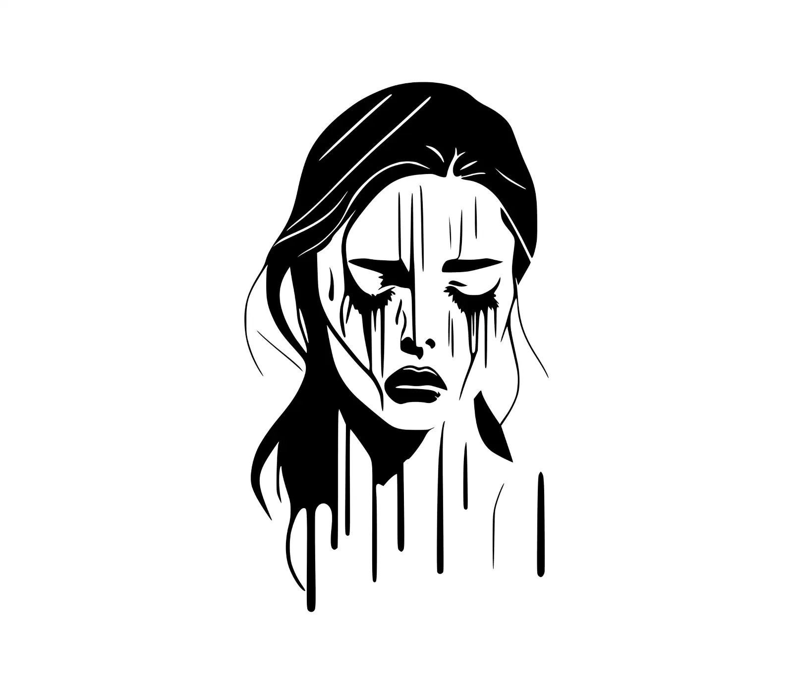 Artistic Woman Vector Portrait - Dripping Face SVG