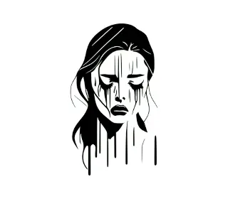 Download Artistic Woman Vector Portrait with Dripping Effect - Emotional Female Face SVG for Contemporary Graphic Design