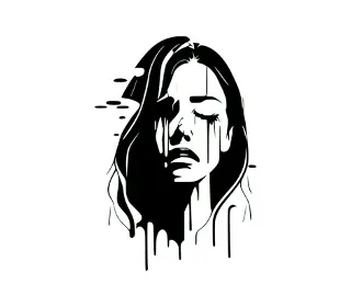 Download Artistic Woman Face Vector: Expressive Dripping Effect Portrait for Contemporary Graphic Design