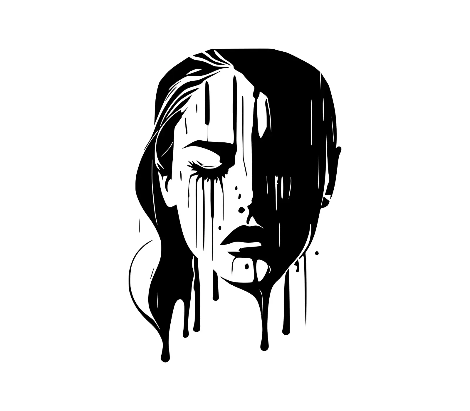 Artistic Woman Vector Portrait | Dripping Face Design