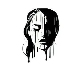 Download Artistic Woman Vector: Striking Dripping Face Portrait for Modern Graphic Design Projects