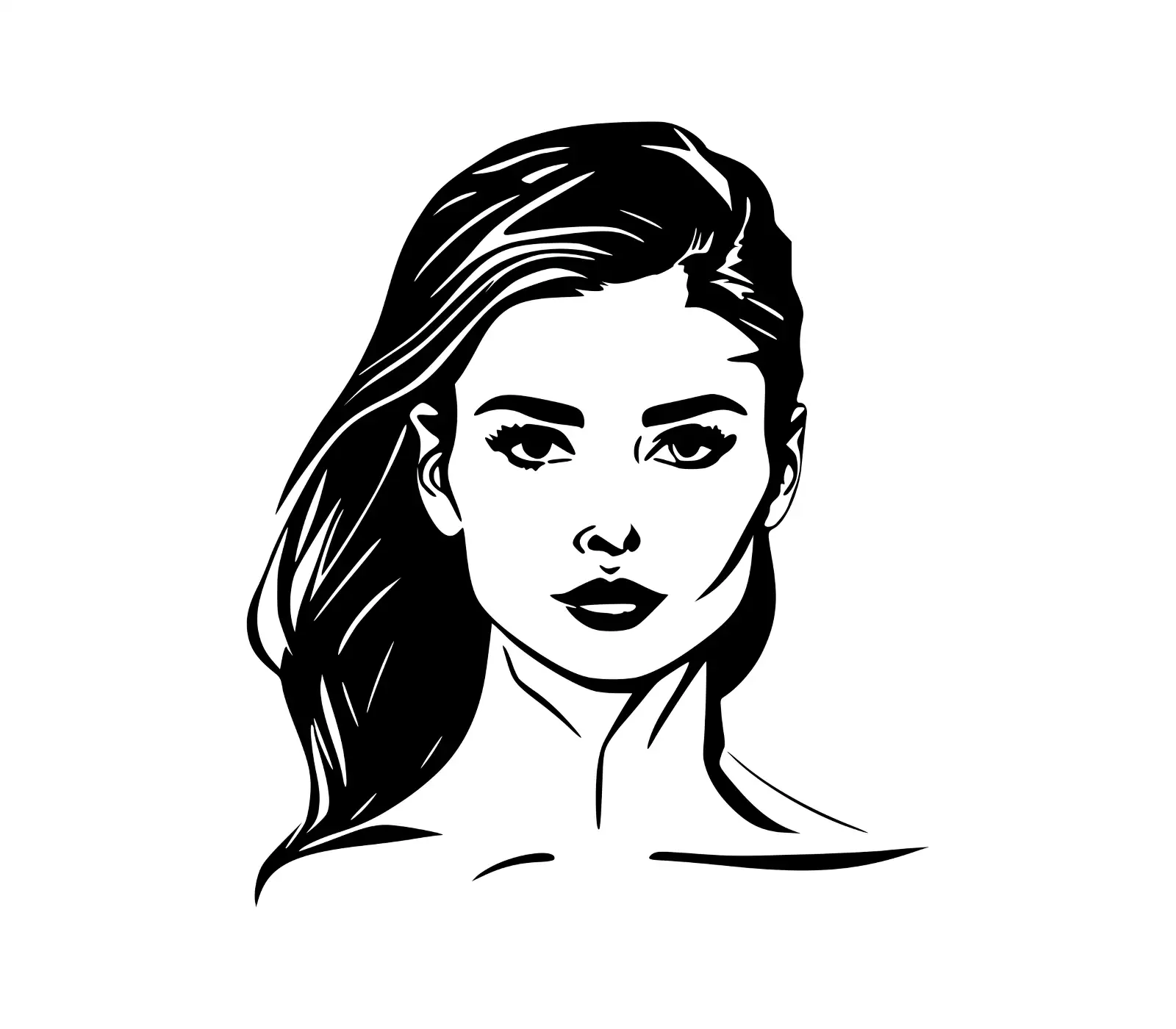 Woman Vector Art: Elegant Portrait for Design Projects