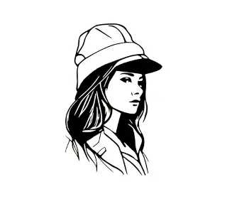 Download Artistic Woman Vector Portrait: Elegant Female Silhouette with Stylish Hat for Fashion, Design, and Branding Projects