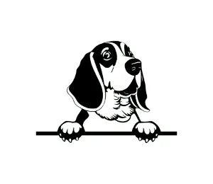 Download Basset Hound Peeking Dog SVG | Black and White Silhouette | Digital Download for Cricut, Crafts, and Wall Decor