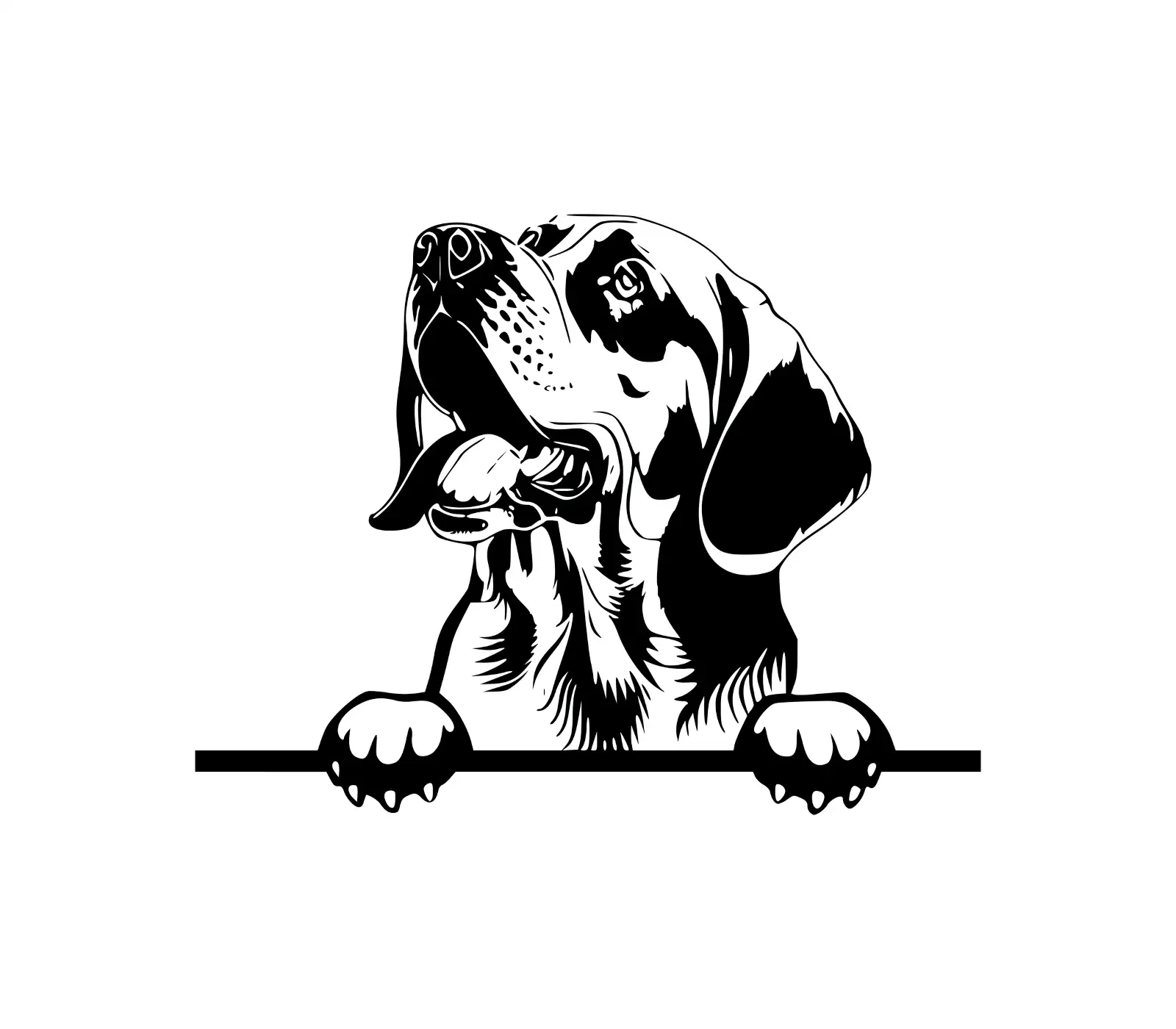 Bloodhound Peeking Dog SVG | Black & White Silhouette