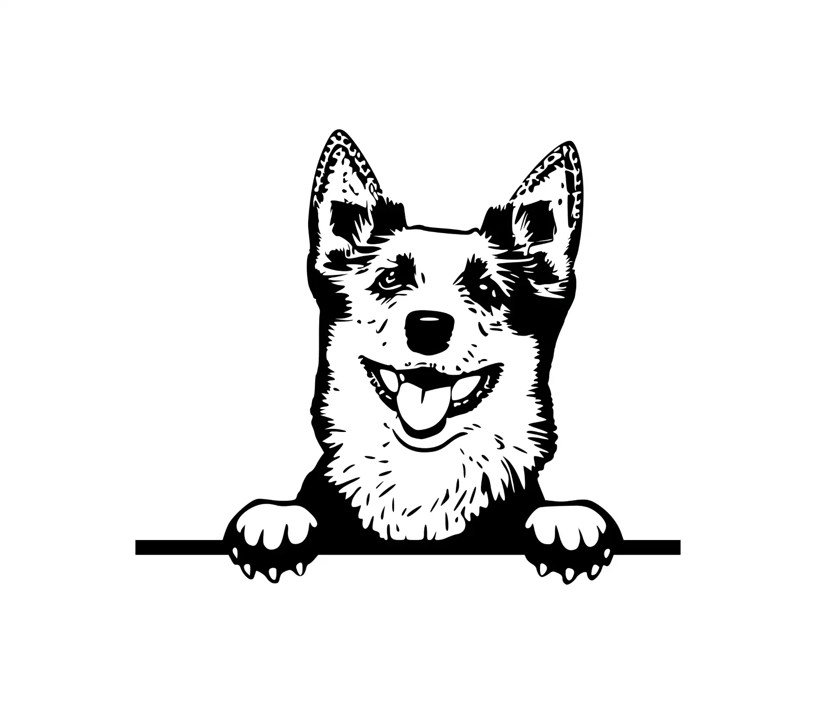 Blue Heeler Peeking Dog SVG | Cattle Dog Silhouette