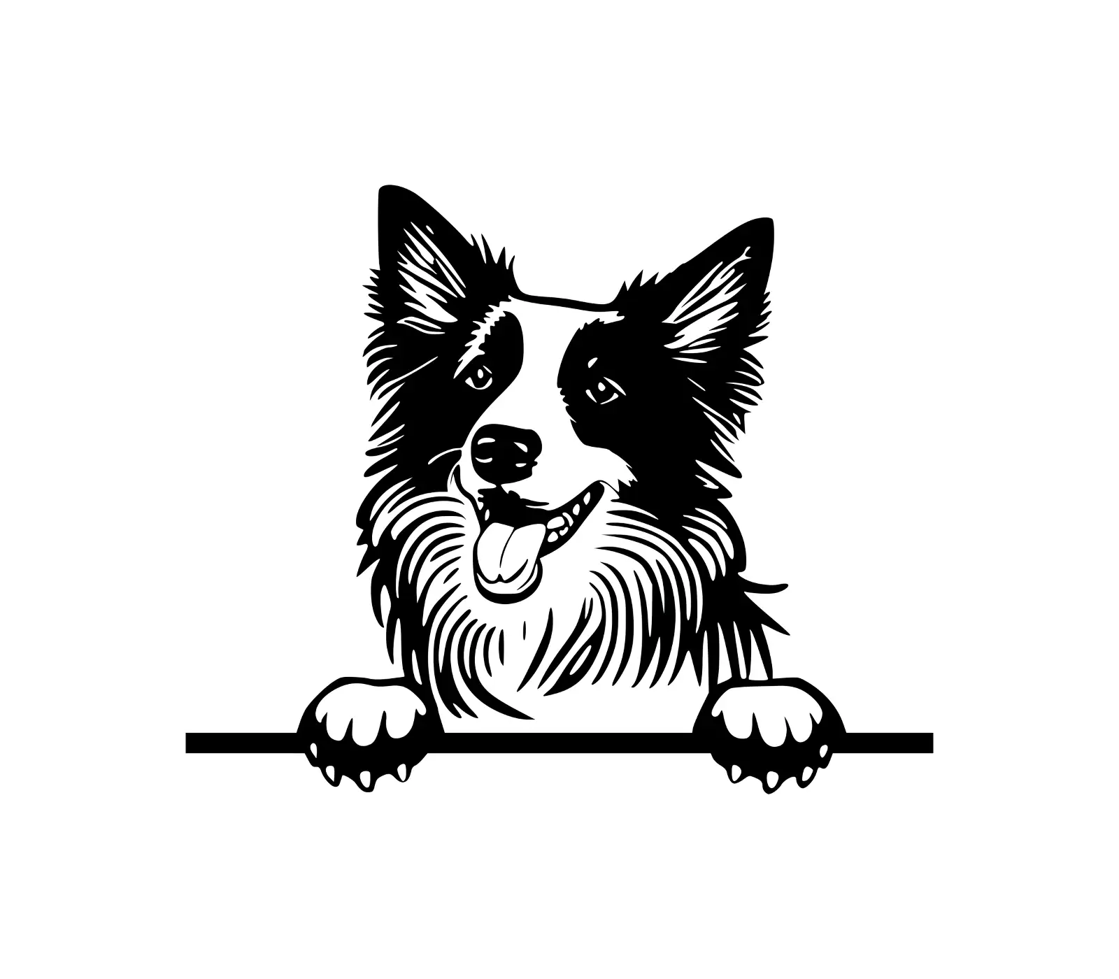 Border Collie Peeking Dog SVG | Vector Silhouette