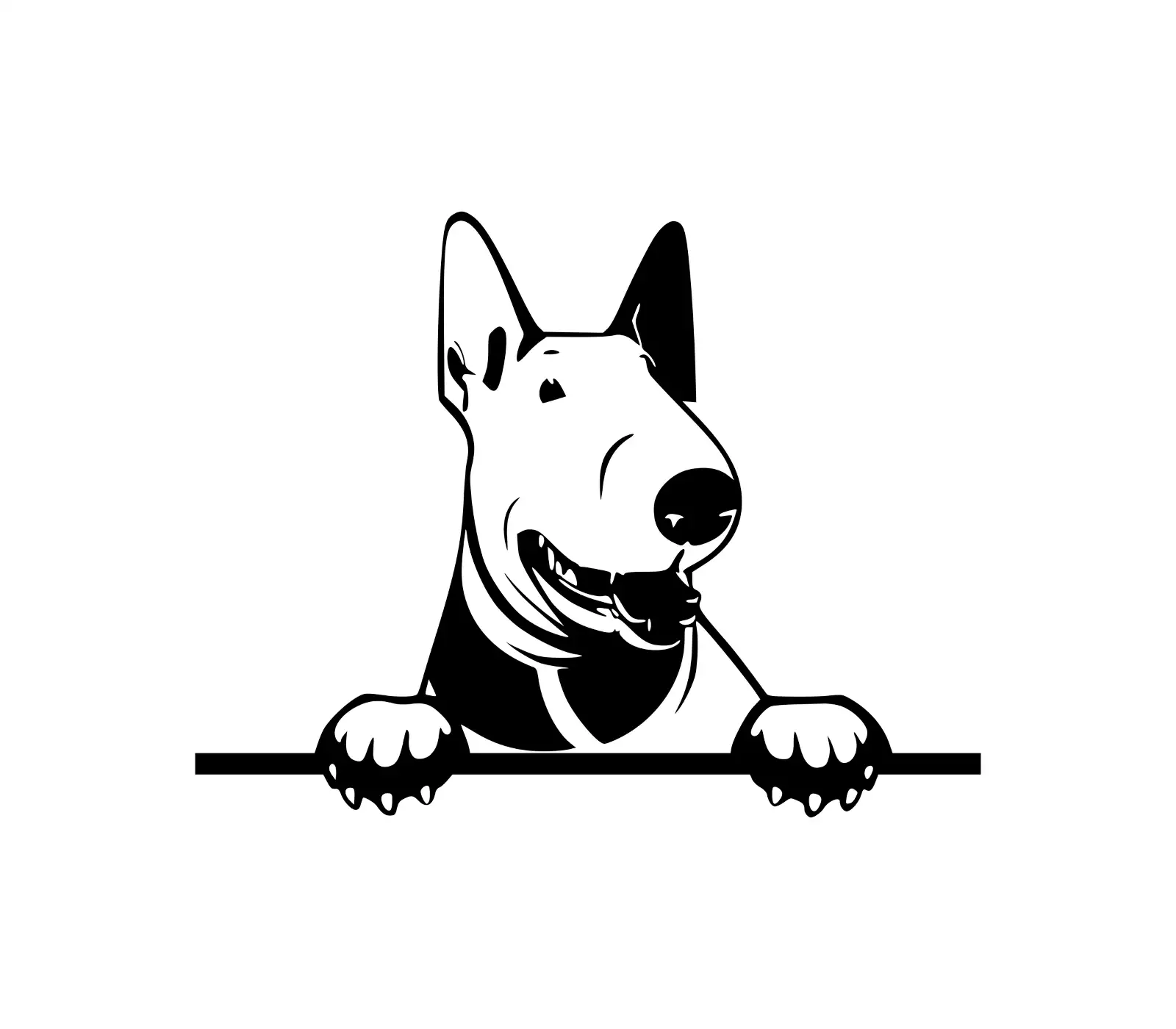 Bull Terrier Peeking Dog SVG | Vector Silhouette