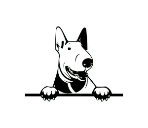 Download Bull Terrier Peeking Dog SVG - Black and White Silhouette Vector Graphic for Cricut, Wall Art, and Logo Design