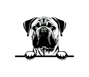 Download Bullmastiff Peeking Dog SVG | Black and White Silhouette | Digital Download for Cricut and Crafts