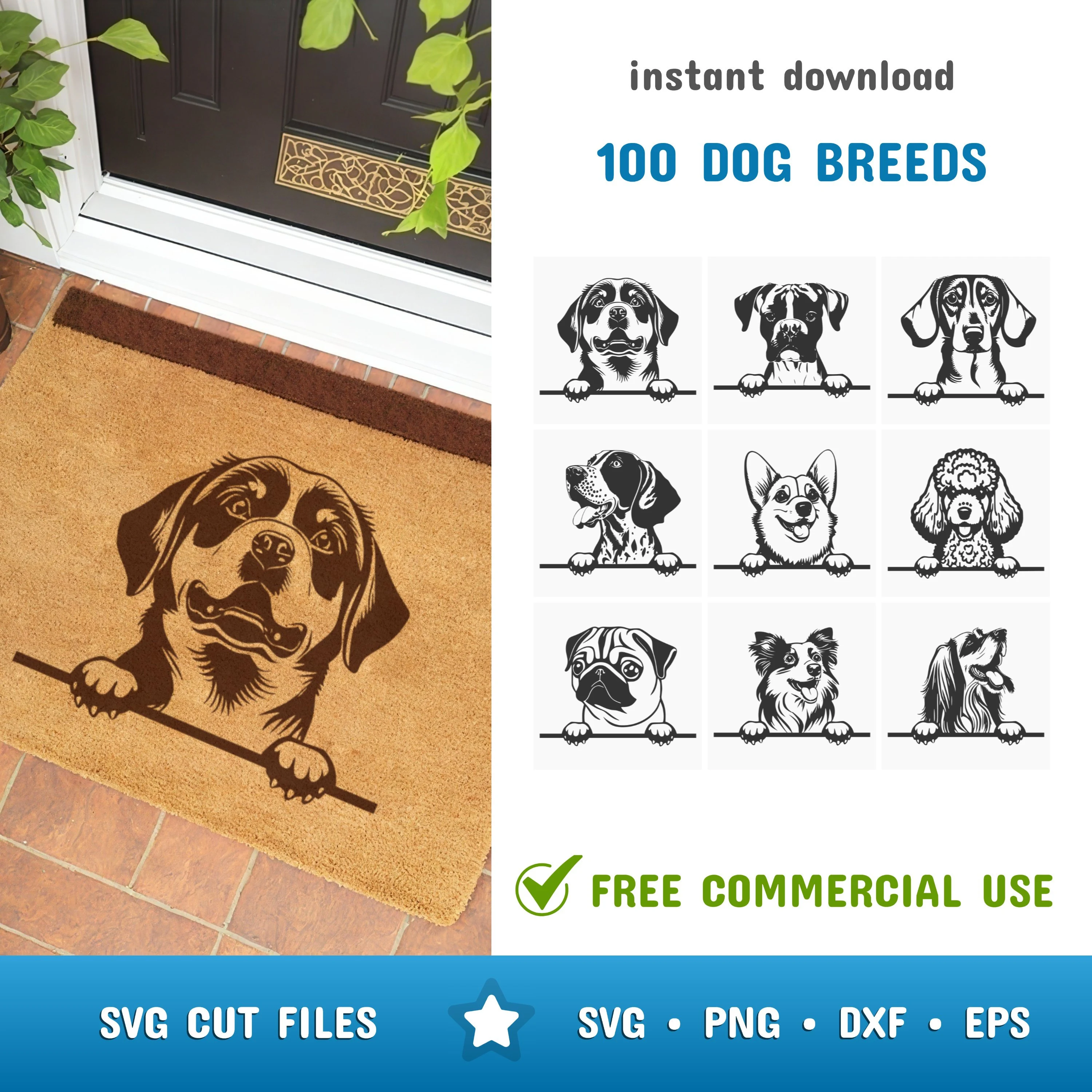 100 Peeking Dogs Bungle | Black & White Silhouette