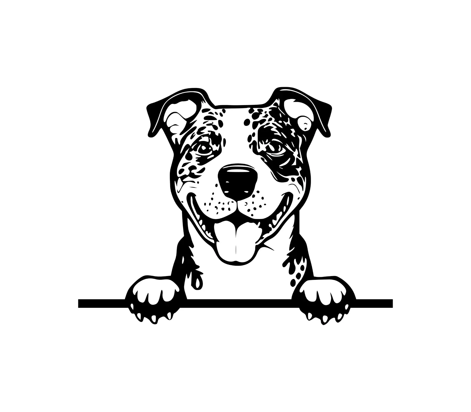 Catahoula Peeking Dog SVG | Black & White Silhouette