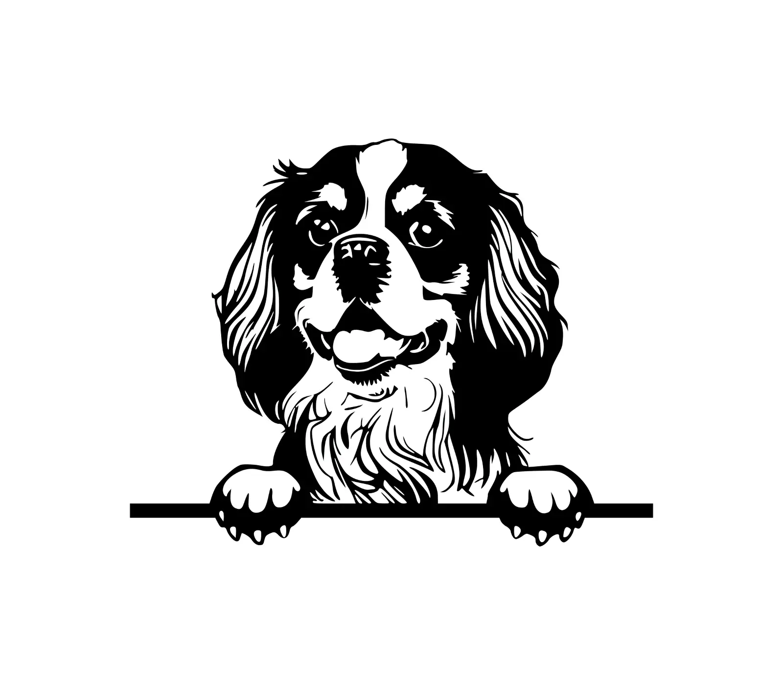 Cavalier King Charles Spaniel SVG | Peeking Dog Silhouette