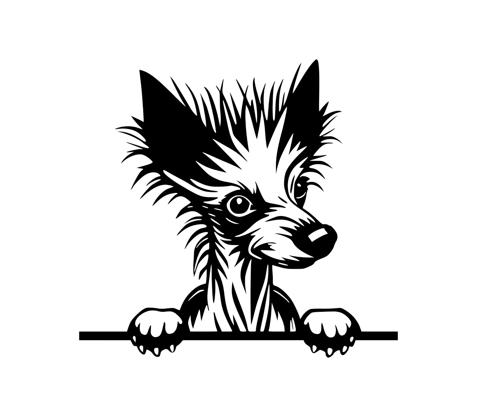 Chinese Crested Dog SVG | Peeking Silhouette Vector