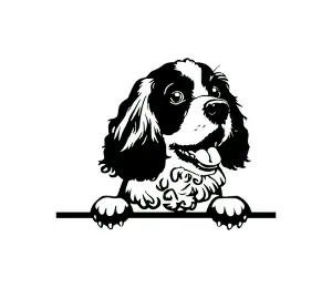 Download Cocker Spaniel Peeking Dog SVG | Black and White Silhouette | Cute Canine Vector Graphic for Crafters