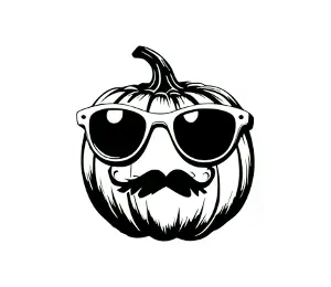 Download Cool Pumpkin SVG with Sunglasses and Mustache | Halloween Pumpkin Face SVG | Free Cute Pumpkin Design