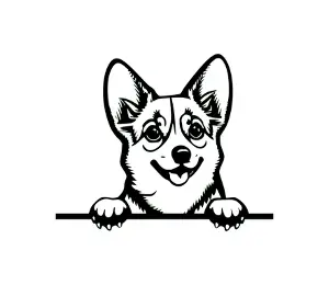 Download Corgi Peeking Dog SVG - Adorable Black and White Silhouette for Crafts and Digital Design