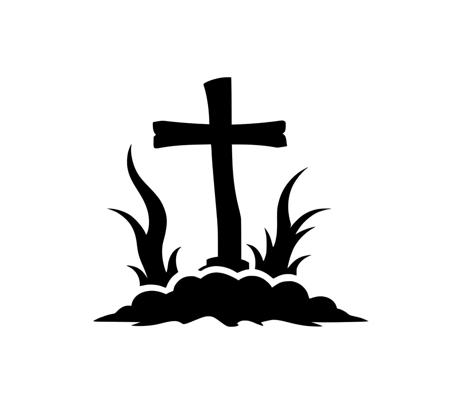 Cross Tombstone SVG | Graveyard Silhouette Vector