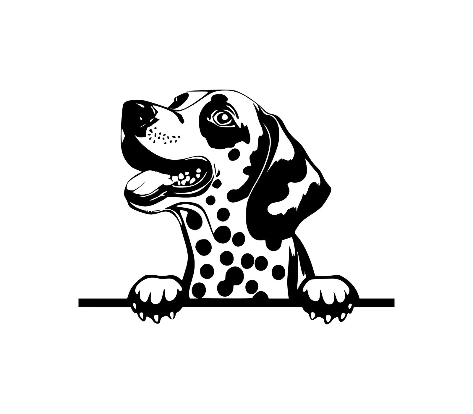 Dalmatian Peeking Dog SVG | Black & White Silhouette