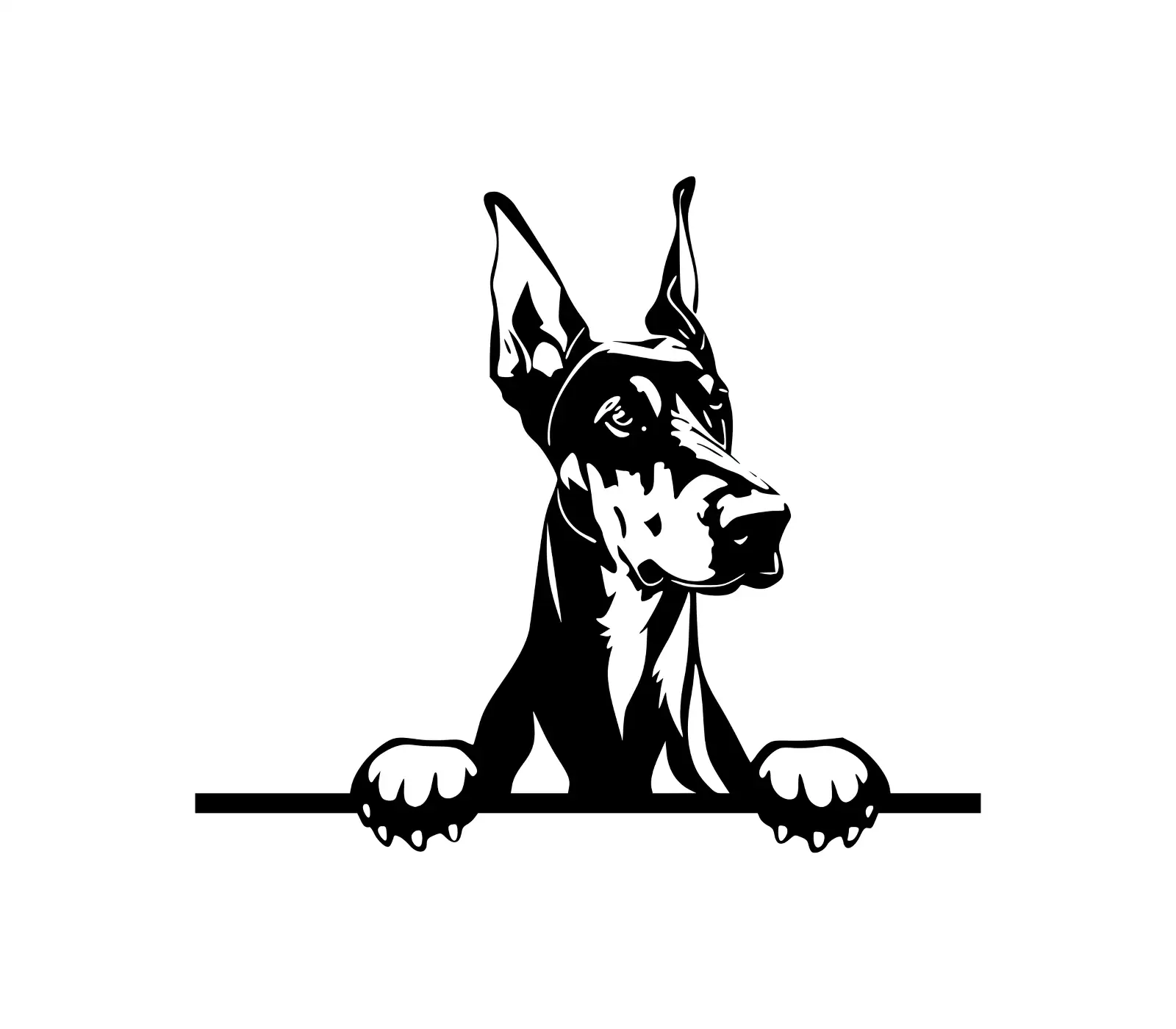 Doberman Peeking Dog SVG | Silhouette Clipart Download