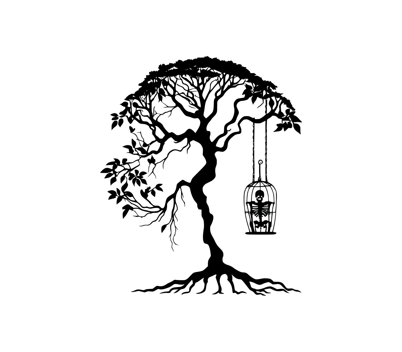 Dreaming Tree SVG: Gothic Silhouette with Lantern