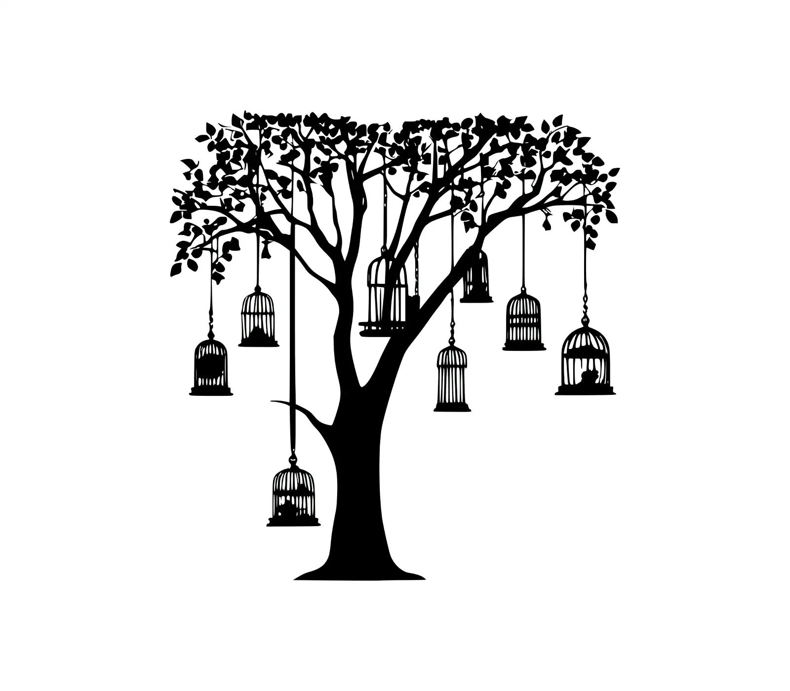 Dreaming Tree SVG: Gothic Silhouette with Lanterns