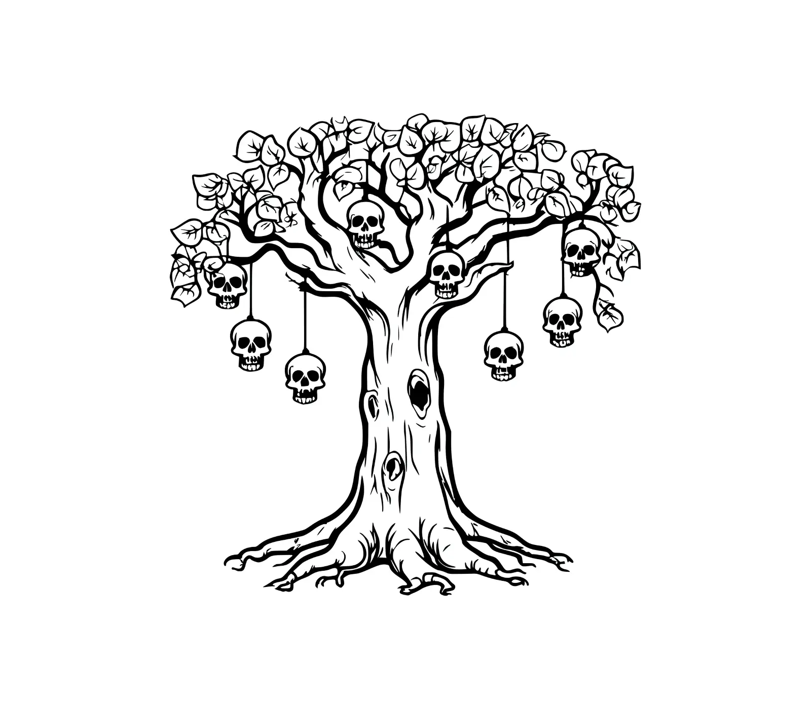 Dreaming Tree SVG: Skull Branches Gothic Vector Art