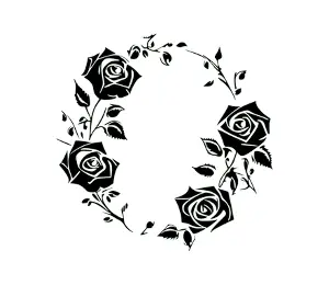 Download Elegant Circular Rose Wreath Silhouette SVG | Free Cricut Design for Crafters and DIY Enthusiasts