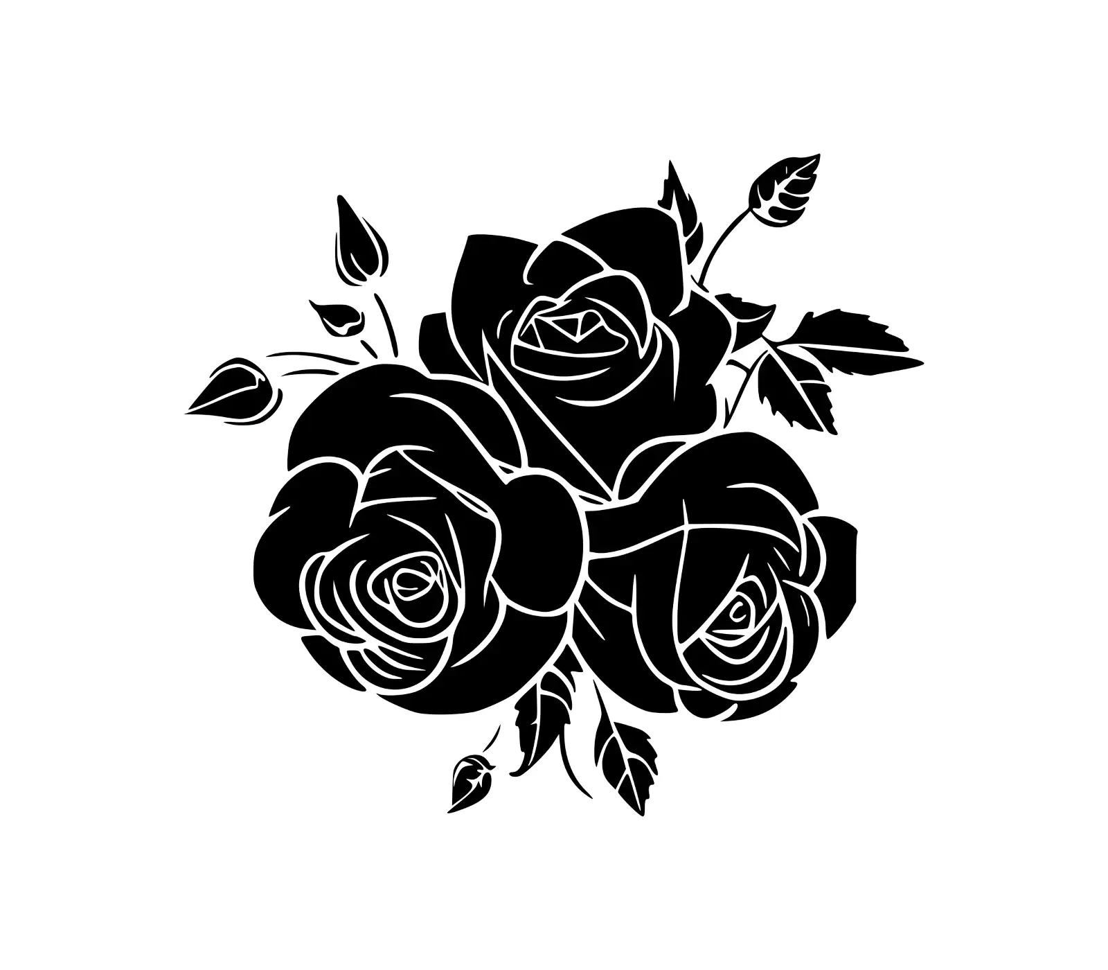 Elegant Triple Rose SVG for Cricut | Free Silhouette Design