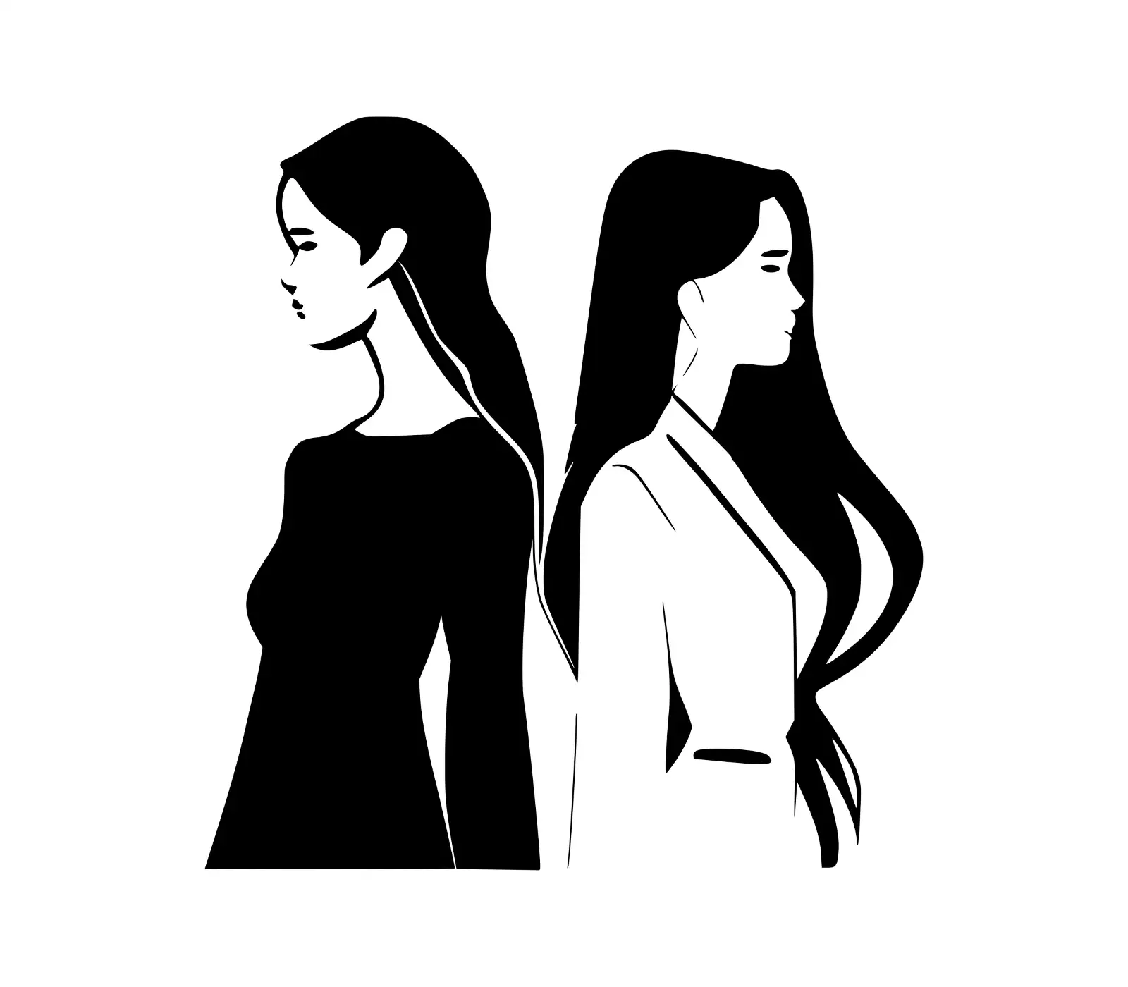 Elegant Woman Vector Silhouette Duo | Artistic Profiles