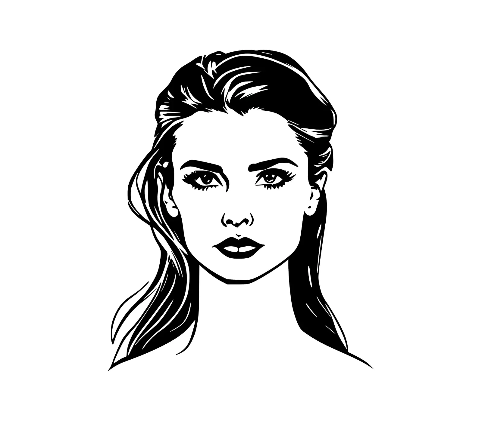 Elegant Woman Vector Portrait | Artistic Line Drawing