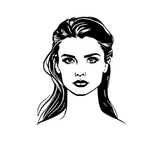 Download Elegant Woman Vector Portrait: Artistic Line Drawing for Fashion, Beauty, and Graphic Design Projects