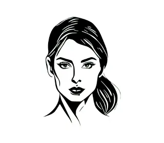 Download Elegant Woman Vector Portrait: Artistic Sketch for Fashion, Beauty, and Graphic Design Projects