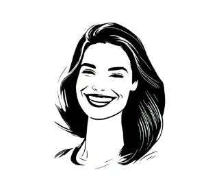 Download Elegant Woman Vector Portrait: Artistic Sketch of Smiling Female Face for Digital Design Projects