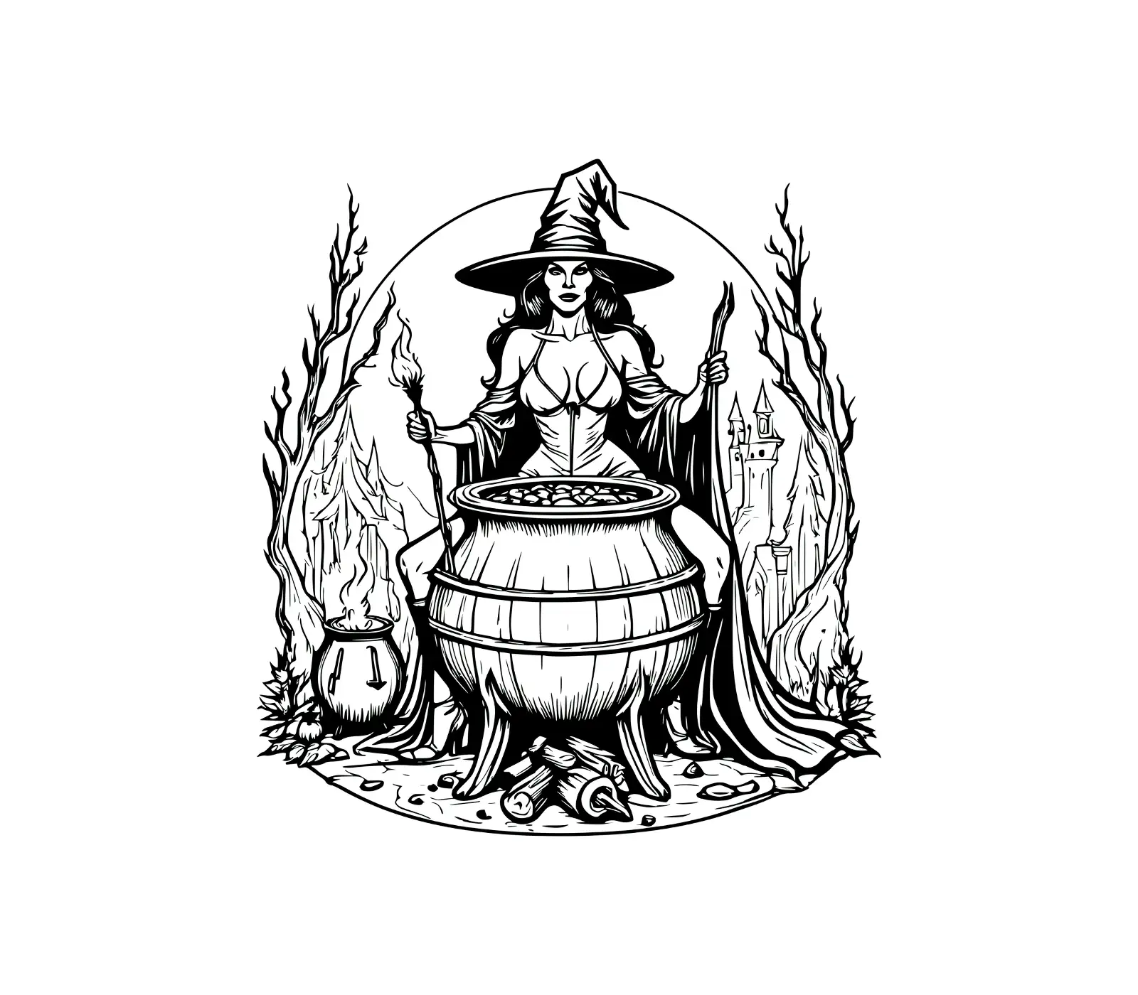 Witch Cauldron SVG | Halloween Witch Vector Art