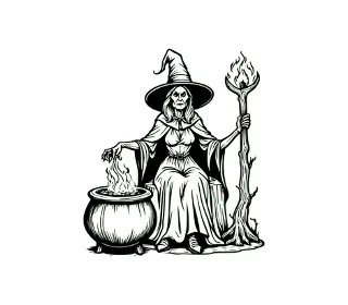 Download Enchanting Witch SVG: Cauldron, Brew & Magic Staff Vector Art for Halloween Crafts