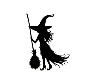 Download Enchanting Witch Silhouette SVG | Halloween Vector Art for Crafts, Decor & Digital Projects