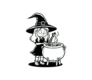 Download Enchanting Witch with Cauldron SVG | Halloween Witch Vector Art for Crafts, Decor & More