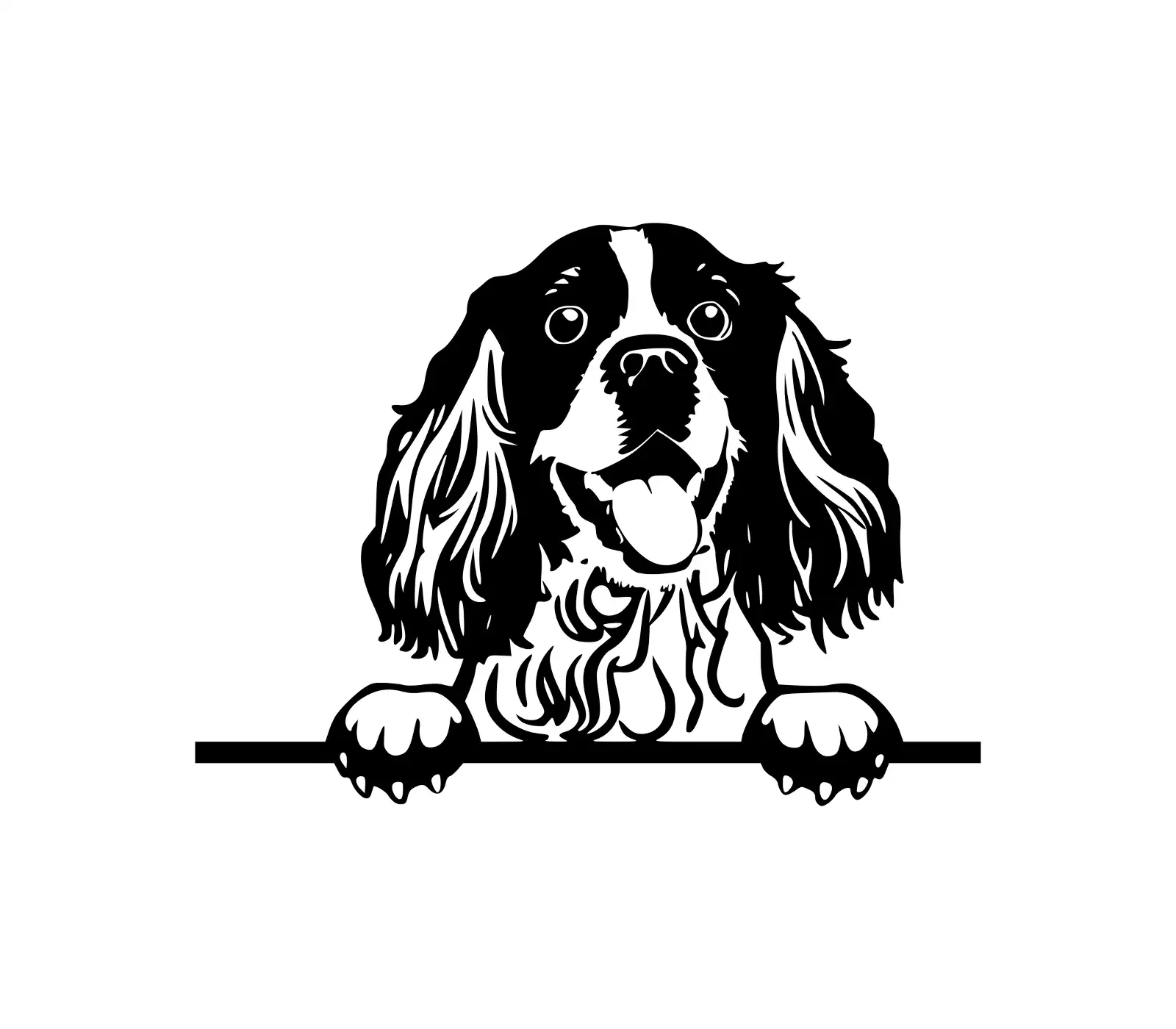 English Springer Spaniel SVG | Peeking Dog Silhouette