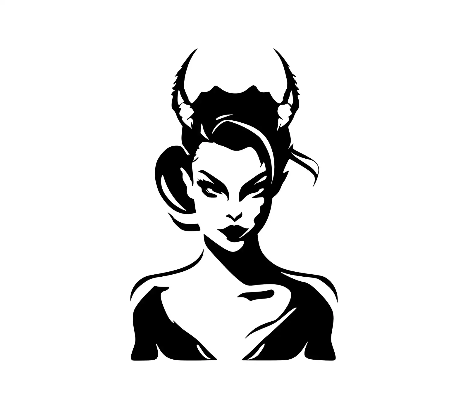 Fierce Woman Vector Art with Devil Horns | SVG Portrait