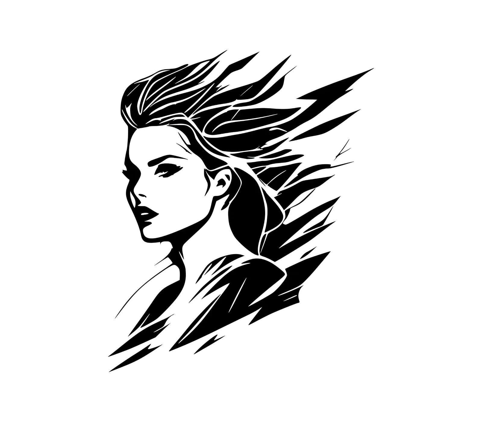 Fierce Woman Profile Vector Art | Stylish Silhouette