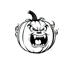 Download Pumpkin SVG Free: Furious Scowling Face Halloween Jack-o'-Lantern Digital Design