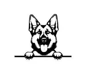 Download German Shepherd Peeking Dog SVG | Black and White Silhouette Clipart for Cricut and DIY Projects