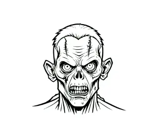 Download Ghastly Zombie Face Halloween Silhouette SVG | Spooky Undead Vector Art for Haunting Decorations