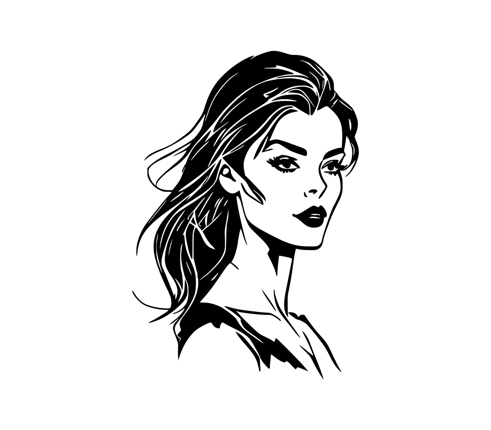 Elegant Woman Vector Silhouette | Female Face Vector Art