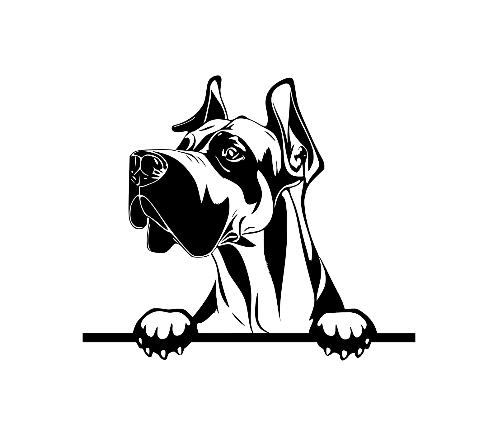 Great Dane Peeking Dog SVG | Silhouette Vector Graphic